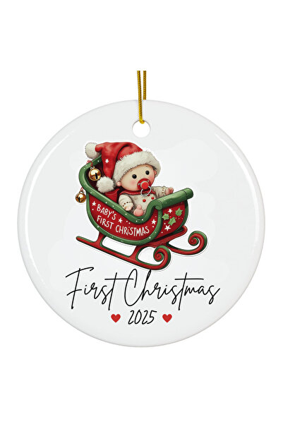 OEM White acrylic baby ornament 8cm First Christmas 2025 personalized