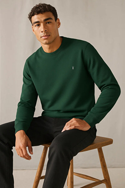 COMBİNE MİCHAİL Pulover de iarnă pentru bărbați, gros, de bază, verde închis