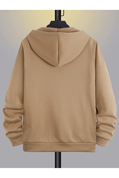 MİLANRA Erkek kapüşonlu fermuarlı kışlık sweatshirt