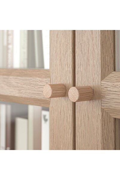 hobiurun Cam kapaklı kitaplık, meşe görünümlü, 120x30x202 cm