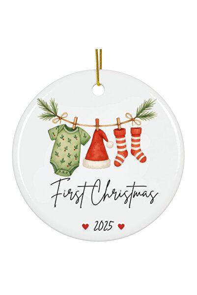 OEM Acrylic ornament baby First Christmas 2025 white 8cm personalized