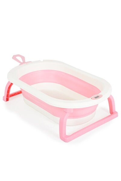 Cangaroo Cadă de baie pliabilă pentru bebeluși cu termometru Terra Pink, pici...