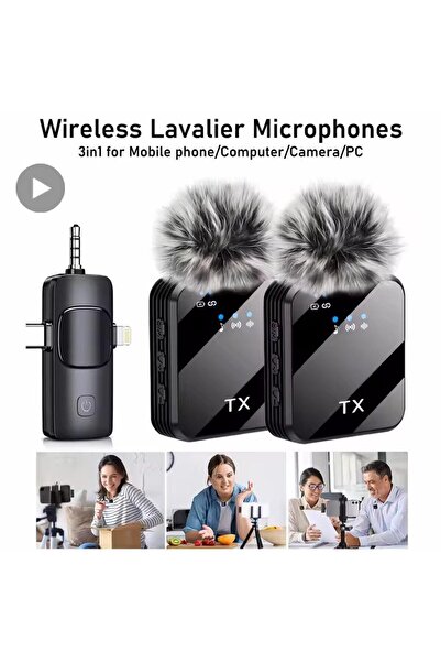 Nomker iPhone 13 Uyumlu İkili Kablosuz Yaka Mikrofonu