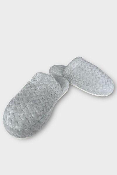 Liger Γυναικείες παντόφλες με μοτίβο ζιγκ-ζαγκ με γούνα εσωτερικά, αντιολισθητική σόλα ΓΚΡΙ