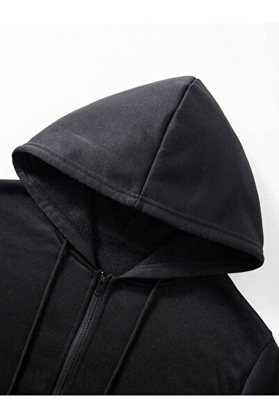 MİLANRA Erkek kapüşonlu fermuarlı kışlık sweatshirt