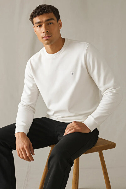 COMBİNE MİCHAİL Мъжки дебел базов пуловер с широка кройка в бял цвят за зимата