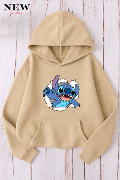 New Shine سويت شيرت مطبوع عليه ستيتش