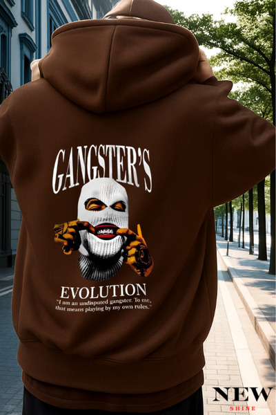 New Shine سويت شيرت مطبوع عليه عبارة Gangsters