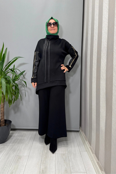 MASCARA Zipper Detailed Sleeves Tunic Black 56Mk2122