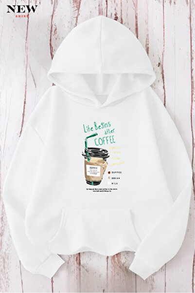 New Shine سويت شيرت مطبوع عليه قهوة