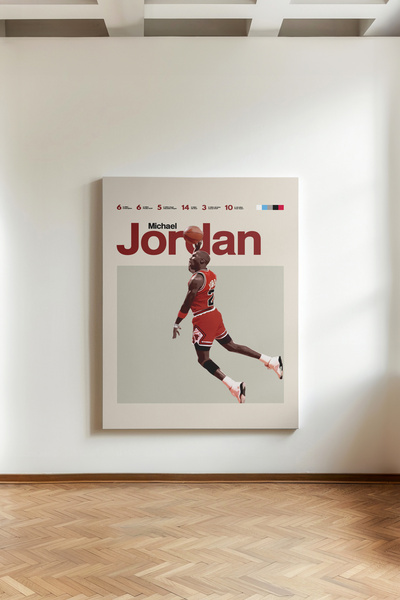 Kanvaspera Michael Jordan 23 Pozu - Kanvas Tablo - Basketbol Efsanesi Siyah B...