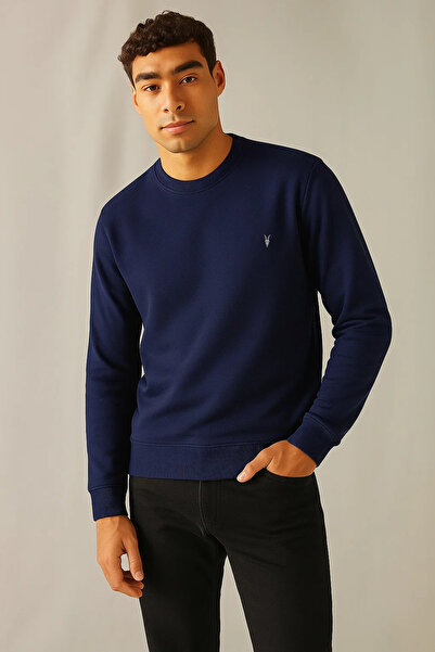 COMBİNE MİCHAİL Чоловічий зимовий товстий базовий светр темно-синього кольору