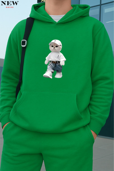 New Shine سترة مطبوعة على شكل قطة