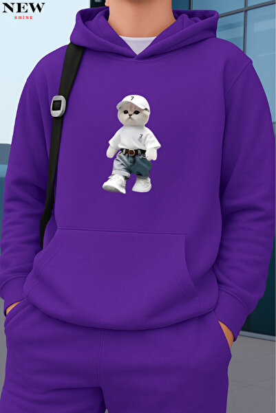 New Shine سترة مطبوعة على شكل قطة