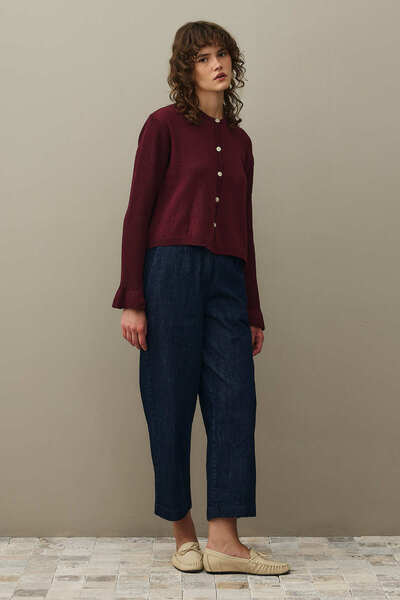 Fahhar Cotton Cardigan Burgundy