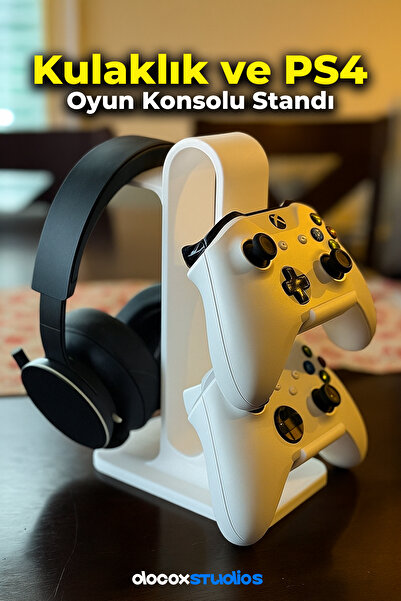 Docox Studios Kulaklık ve Oyun Konsolu Dekoratif Standı Xbox / Ps4 / Ps5 Uyumlu