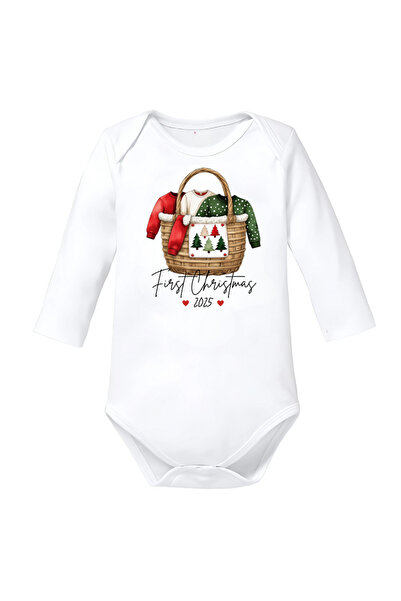 OEM Body alb Primul Craciun 2025 pentru bebelusi marimea 68