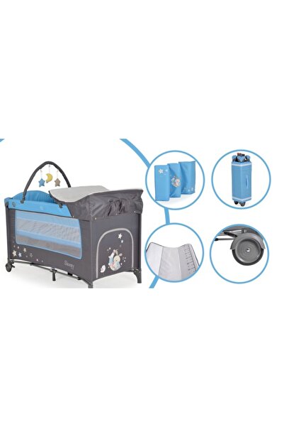 Moni Pătuț pliabil cu două niveluri Sleepy Blue