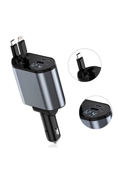 OEM 4 in 1 Smart Car Charger, 120W – USB and Type-C Fast Charging, iPhone and Android Compatible