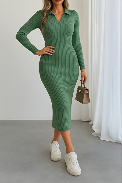 rengastyle Rochie de tricotat cu decolteu în V pentru femei