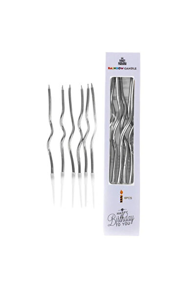 Genel Markalar KIVRIMLI GÜMÜŞ PASTA MUMU 6'LI