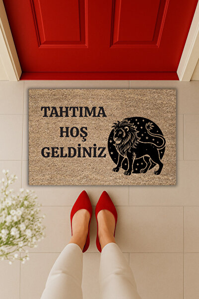 Dormot Yüksek Kaliteli Modern Dijital Baskı - Aslan Burcu Yazılı 70x45cm - Kapı Önü Paspası