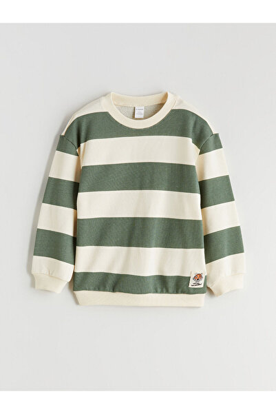 LC Waikiki Lcw Kids Beige Crew Neck Striped Boy Sweatshirt