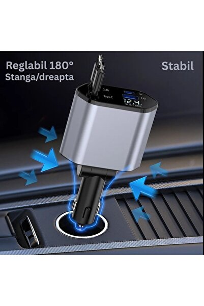 OEM 4 in 1 Smart Car Charger, 120W – USB and Type-C Fast Charging, iPhone and Android Compatible