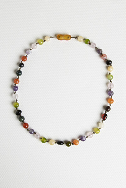 Boas Sertifikalı Bebek Kehribar Kolyesi – Ametist, Pembe Kuvars, Turuncu Akik, Kalsit ve Yeşil Akik Taşı