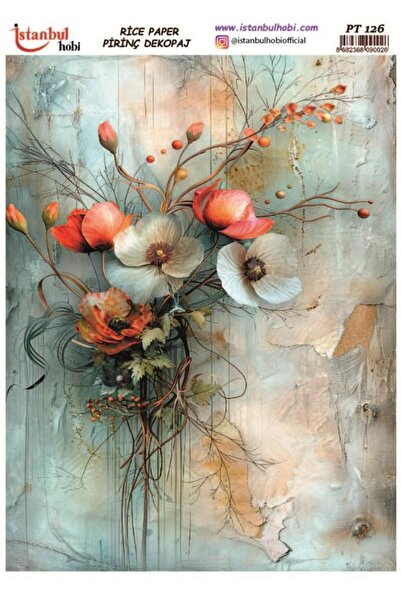 İstanbul Hobi Pirinç Dekopaj Kağıdı 30x42cm PT-126 Çiçekler