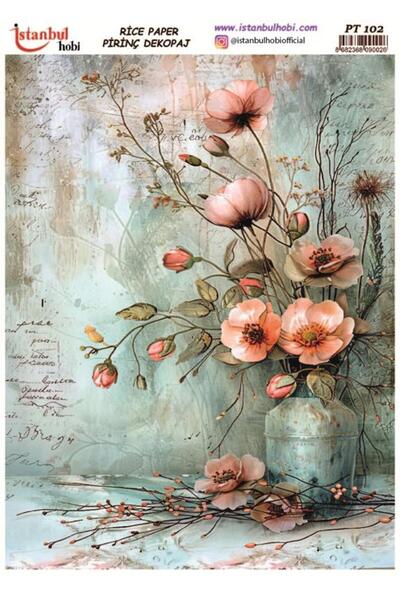 İstanbul Hobi Pirinç Dekopaj Kağıdı 30x42cm PT-102 Çiçekler