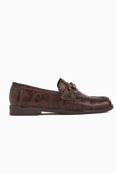 Limoya Kali Brown Chain Detailed Loafer Women's Shoes