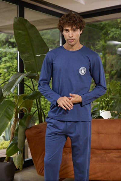 Montazah Ανδρικό κοστούμι πιτζάμα με μακρυμάνικο λαιμόκοψη