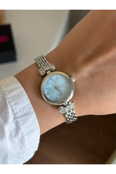 RoseandRoses ساعة يد نسائية من ماهري مينيمال باللون الفضي (مينا أزرق)