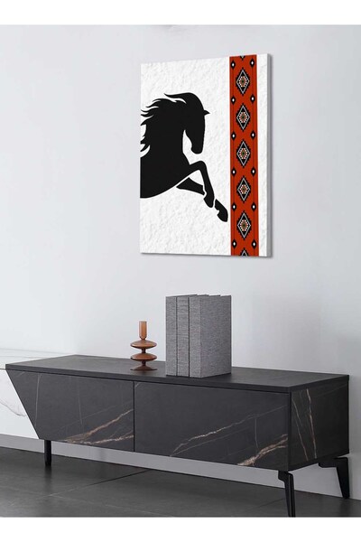 LOWHA لوحة فنية جدارية من القماش مشدودة على إطار خشبي تصور حصانًا بتصميم مستو...