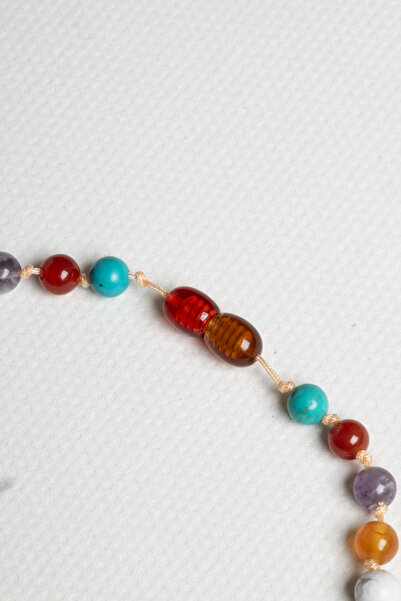 Boas Sertifikalı Bebek Kehribar Kolyesi – Turkuaz, Kehribar, Havlit, Yeşim, Jasper ve Ametist Taşı