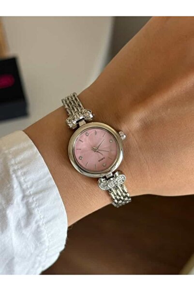 RoseandRoses ساعة يد نسائية من ماهري مينيمال باللون الفضي (مينا وردي)