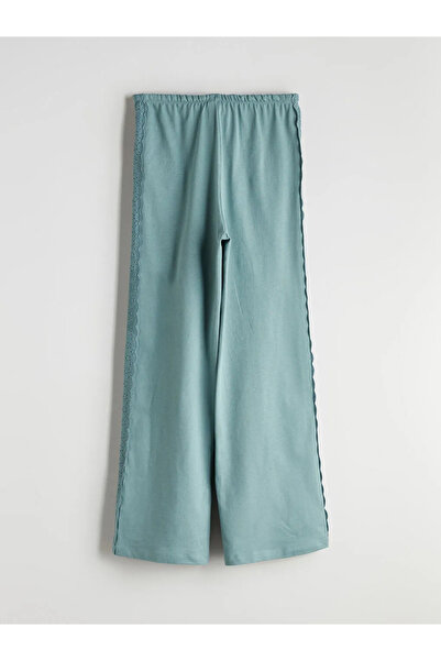 LC Waikiki Lcw Kids Green Elastic Waistband Girls' Trousers with Ruffle Detail