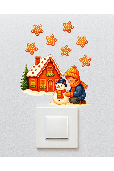 telaşe memuru Socket Cover Sticker - Children's Baby Room Wall Sticker - Snow...