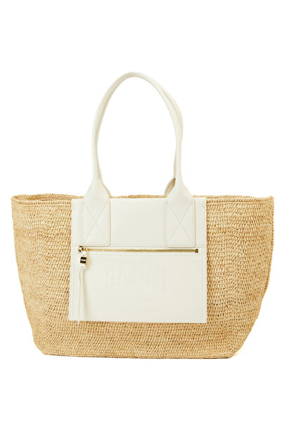 GANNI Naturel Kadın Rafya Plaj Çantası