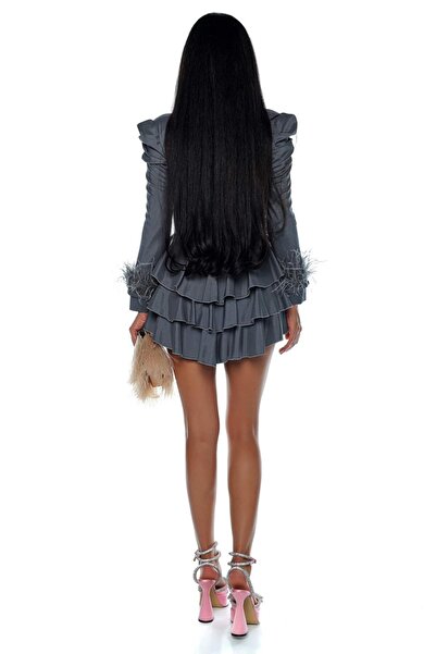 Prive Boutique Dress with feathers on the sleeves and ruffles