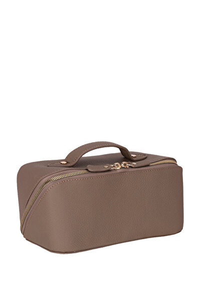 BloominBag Ella Terra Olive Tan Açık Haki Deri Makyaj ve Seyahat Çantası
