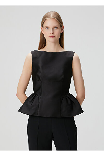 Roland Mouret Siyah Tafta Abiye Bluz