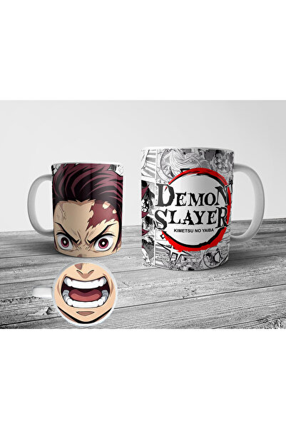 Pixxa Tanjiro Demon Slayer Alt Tabanı Ağız Desenli Kupa Bardak