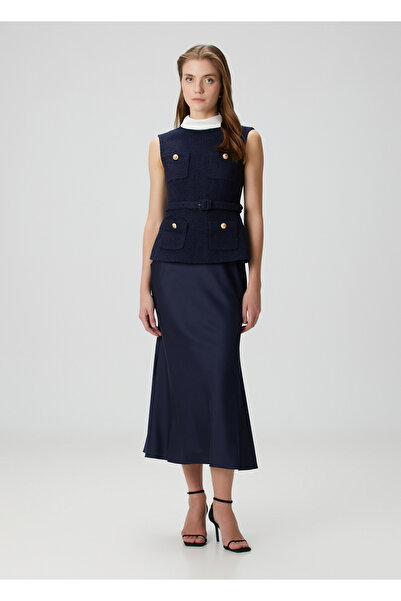 Self Portrait Koyu Mavi Midi Elbise
