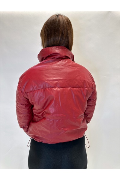 IFASTFASHION Women's short faux leather jacket - quilted model with high collar, ideal for autumn-winter