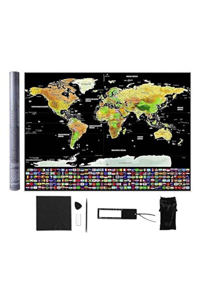 Generic Funito Scratch Off Map of The World with Flags - 83 * 60cm Easy to Fr...