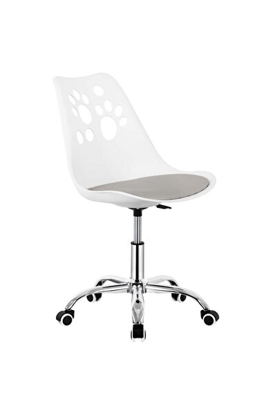 Optim Solution Scaun de birou ergonomic cu șezut din spumă, reglabil pe înălțime, max 120 kg, 90x49x48 cm, alb și gri