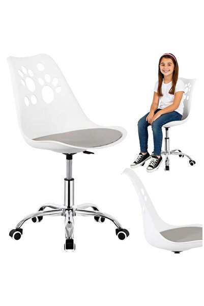 Optim Solution Scaun de birou ergonomic cu șezut din spumă, reglabil pe înălțime, max 120 kg, 90x49x48 cm, alb și gri
