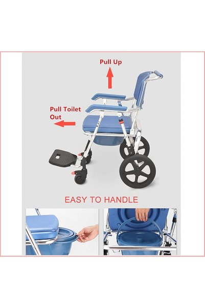 genric Aluminum Alloy Frame Foldable Wheelchair Shower Commode Chair 3 in 1 Wheelchair